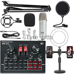 Microphones Professional Studio Condenser Microphone BM900 Ring Fill Light Wireless Karaoke Microphone Tripode Sound Card V8XPRO PC Telefon MIC X0717