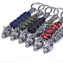 New Fashion Antique Wolf Head Pendant Keychain Hand-knitted Key Chain for Gift