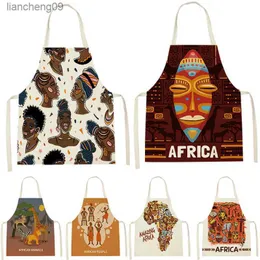 Nordisk afrikansk stil vuxen förkläde kök tecknad avatar kvinnor bakning midja haklapp hem matlagning kort ärmlös pinafore tablier l230620