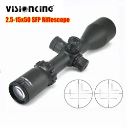 Visionking 2.5-15x50 SFP Hunting Riflescope Long Eye Relief Professional Sniper Aim Optical Sight Red iluminado Scope Spyglass telescópico Colimador mira
