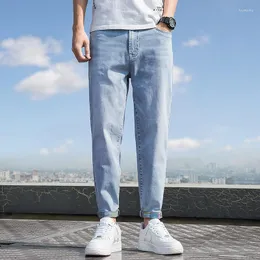 Jeans da uomo Uomo Primavera ed estate Moda Tendenza Tutto Classico Lavato Leggero Elastico Nove Punti Pantaloni Haren Quotidiano Casual