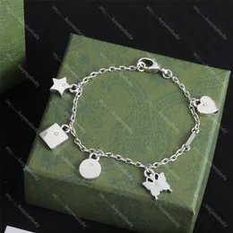 Luxus Schmetterling Charm Armbänder Stern Liebe Anhänger Armband Frauen Silber Brief Briefmarken Armbänder mit Box