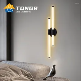 Vägglampa modern minimalistisk remsa led inomhus sovrum vardagsrummet korridor aluminium ljus AC110-240v belysningsarmaturer