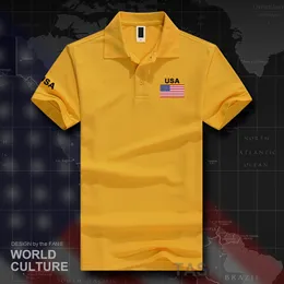 Polos masculinos Estados Unidos da América EUA EUA camisas polo masculinas de manga curta marcas brancas impressas para país algodão bandeira da equipe nacional 230715