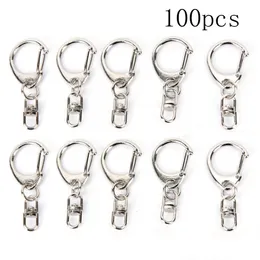 Keychains Lanyards 100st DIY Polished Keyring Keychain Split Ring Kortkedjiga nyckelringar Metal Swivel Clasp Hooks Jewellery Making Parts 230715