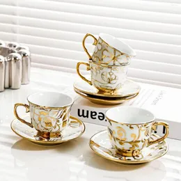 Cups Saucers 6Pcs Luxury European Ceramic Cup Water Tea Mug Milk Coffee Afternoon Juice Drinks Porcelain