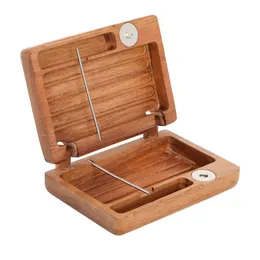 Latest Cool Smoking Natural Walnut Wood Cigarette Cases Storage Box Innovative Housing Wooden Magnet Opening Flip Moistureproof Dugout Stash Case Container DHL
