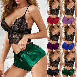 Yoga Outfit Dames Sexy Pyjama Set Nachtkleding Lingerie Ondergoed Kant Bralette Shorts