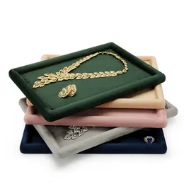 Jewelry Boxes Tray Show Stand Shop Organizer For Necklace Bracelet Long Chain Velvet Solid Color Display 230717