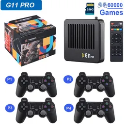 Giocatori di giochi portatili G11 Pro Game Box Console per videogiochi 256G Costruito in 60000 giochi retrò 2.4G Wireless Gamepad 4 pezzi 4K HD TV Game Stick per PS1 / GBA 230715