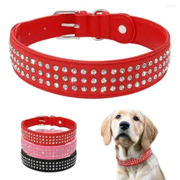 Dog Collars Bling Rhinestone Collar Adjustable Crystal Diamond Leather Perro For Meidum Large Dogs Black Red M/L/XL