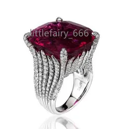 CAOSHI Wedding Party Rings for Women Luxury 925 Silver Coating Jewelry Anniversary Ruby Gemstone Ring