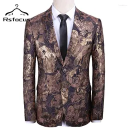 Мужские костюмы Rsfocus цветочные жаккардовые свадебные пиджаки для мужчин 2023 Высококачественный осенний повседневной пиджак Masculino Brand Clothing Stage Wear XZ144