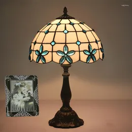 Table Lamps Tiffany Light Stained Glass Art Flower Lilac Home Decor Mediterranean Indoor Lighting Fixture Bedroom Desk Lamp Bed Night