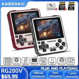 Jogadores de jogos portáteis ANBERNIC RG280V Retro Games 16G/64G-5000 Games 2.8Inch IPS Screen Retro Portable Mini Handheld Game Console Gift 280V 230715