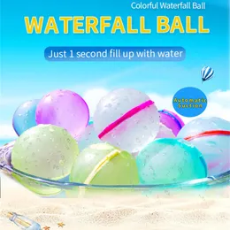 Sand Play Water Fun 12pc Reutilizável Water Bomb Splash Balls Water Ballons Absorvente Ball Pool Beach Play Toy Pool Party Favors Kids Water Fight Games 230717