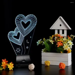 Nattlampor färgglada hjärtljus 3D LED -lampa USB för bröllop deco innovativ julklapp närvarande