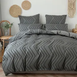 Bedding sets Solid Color Stripe Cut Flowers Bed Sets Full Queen Wave Patchwork King Size Duvet Cover with Pillow Cases Home Comforter 230717