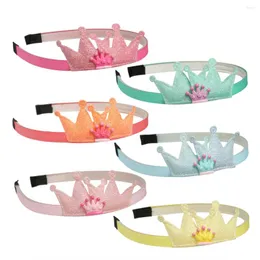 Accessori per capelli 6 pz/lotto Sequin Crown Hairbands Girls Mini Cartoon Head Bands Glitter Ribbon Plastic For Kids
