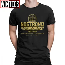 ヴィンテージエイリアンノストロモゴールドロゴTシャツメンラウンドネック100％コットンTシャツWeyland Yutani Corp New