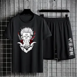 Herren Trainingsanzüge Sommer Casual T-Shirt Baumwolle T-Shirt Shorts Sets Anime Jujutsu Kaisen Print Sportanzug Hip Hop Streetwear Tops Unisex