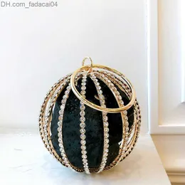 Evening Bags Shoulder Bags Rhinestone Spherical Cage Evening Clutch Bag Women Hollow Out Bling Alloy Dinner Purse and Handbag Ladies Round Z230720