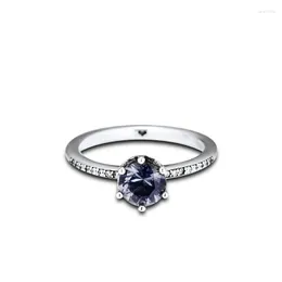 حلقات الكتلة 925 الجنيه الاسترليني الفضي الأزرق المتألقة تاج خاتم الحزب المجوهرات الزفاف للنساء هدية أنيلوس بالجملة