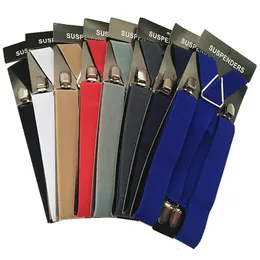 Suspenders Solid Color Unisex Adult Suspenders Men XXL Large Size 3.5 cm Wide Adjustable Elastic 4 Clips X Back Women Trousers Braces Party 230717
