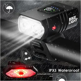 Garden Sets Usb Rechargeable Bike Lights Set Super Bright Bicycle Light Powerf Front Headlight And Back Taillight 6 Modes Fits All B Dhtuv