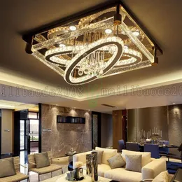 BE50 Einfache moderne kreative rechteckige Deckenleuchte ovale LED-Kristalllampen Wohnzimmer Restaurant Schlafzimmer el Deckenleuchten L259w