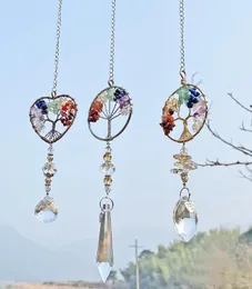 Crystal Pendants Chimes Rainbow Prism Life Tree Stone Pärlor Pendant Craft Chain Hanging Window Ornament Home Garden Decoration