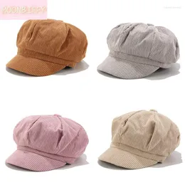 Bérets couleur unie béret femme printemps et automne Spaper casquette enfant rétro velours côtelé élastique pointu artiste chapeau