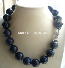 Kedjor lapis lazuli blå 18mm 20mm leopard lås halsband 18 "naturpärlor grossist