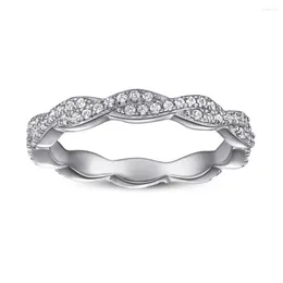 클러스터 반지 Nueva Llegada S925 Anillo de Plata Twist Love Eternity Full Diamond Body Femenino Famenino Famenino Al Por 시장