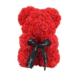 VKTECH Valentines Day Gift 23cm Red Rose Teddy Bear Rose Flower Artificial Decoration For Christmas Valentine's Birthday Gift264c