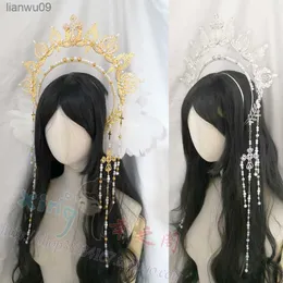 Diy Lolita Virgin Hair Hoop Sun Goddess Headdress Material Package Angel Headpiece Halo Headband Tiara Accessories L230704