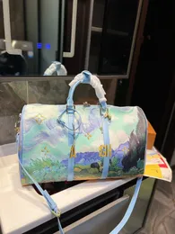 Designer Duffle Bags Van Gogh Holdalls Duffel Bag Bagage äkta läder resväska män kvinnor bagage resor högkvalitativa modehållerstil alla veckor väska