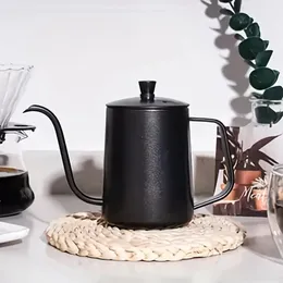 1 st hand häll kaffekanna, lång pip med hängande öron, hushållsredskap i rostfritt stål, 304 rostfritt stål blommakopp för kaffe-600 ml
