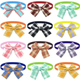 Dog Apparel 50 100pcs Plaid ties For Mini Small Bowties Adjustable Dogs Pets Cat Bow Tie Fashion Supplies 230717