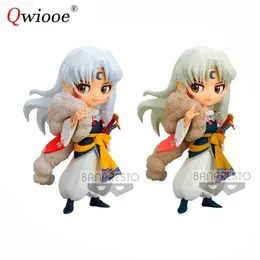 Anime manga qwiooe original äkta 14cm q posket av inuyasha sesshoumaru pvc action figurmodell leksaker för barn tappar frakt l230717