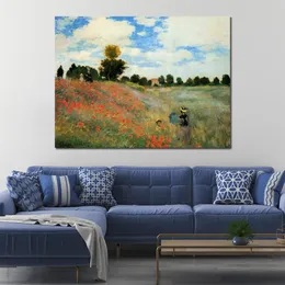 Handmade Artwork on Canvas The Poppy Field Near Argenteuil 1873 Claude Monet Painting Countryside Landscapes Office Studio Decor