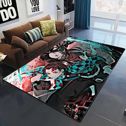 Carpets Demon Slayer Fashion 3D Art Print Floor Mat Living Room Carpet Anime Role for Adult Large Rug Indoor Area Soft Flannel Play Mat R230717