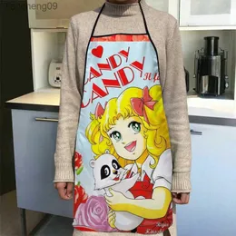 Candy Cartoon Kitchen Spron Dinner Party Cooking Apron vuxen bakningstillbehör Vattentät tyg tryckt rengöringsverktyg L230620