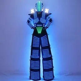 LED Robot Costume RGB Change Color LED Clothing Helmet Stilts Walker Robot267B