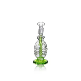 5.27Inch Pisces Mini Clear Green Hookah Glass Bowl Water Pipe With Glass Bong Vertical Percolator With 3 Round Holes Dab Rig Us Warehouse Retail Orender Gratis frakt