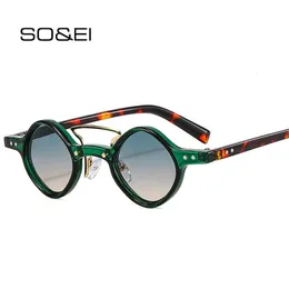 Sunglasses SO EI Fashion Small Square Women Retro Double Bridges Clear Ocean Lens Shades UV400 Men Rivets Punk Sun Glasses 230717