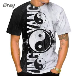 2022 O Novo! Moda Gossip Tai Chi Yin Yang Impressão 3D Camiseta Masculina Dragão Impressão Unissex Street Cool Manga Curta