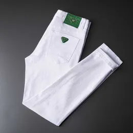 Hots Designer dżinsy Summer europejski marka mody White Jeans Men High Elastic Slim Fit Youth Casual Small Leg Pants Han Ban Bo