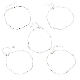 Collane con ciondolo 5 pezzi Cavigliere Cavigliere estive Bracciali Donna Argento Personalità da donna Gioielli Placcati in metallo Spiaggia Da donna