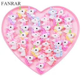 FANRAR 20PCS/Lot Kids Rings Lovely Animal Unicorn Horse Open Ring For Children Girls Adjustable Acrylic Jewelry Party gift